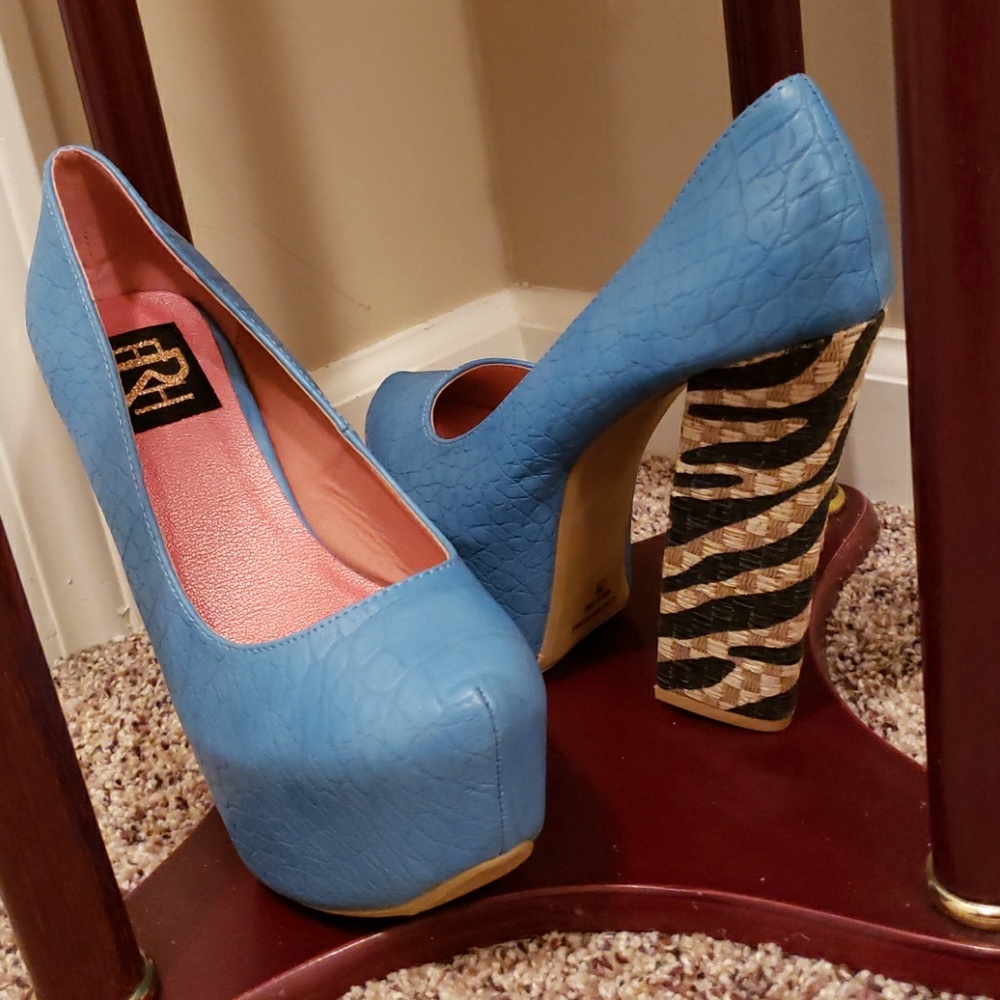 Blue Zebra Box Heels